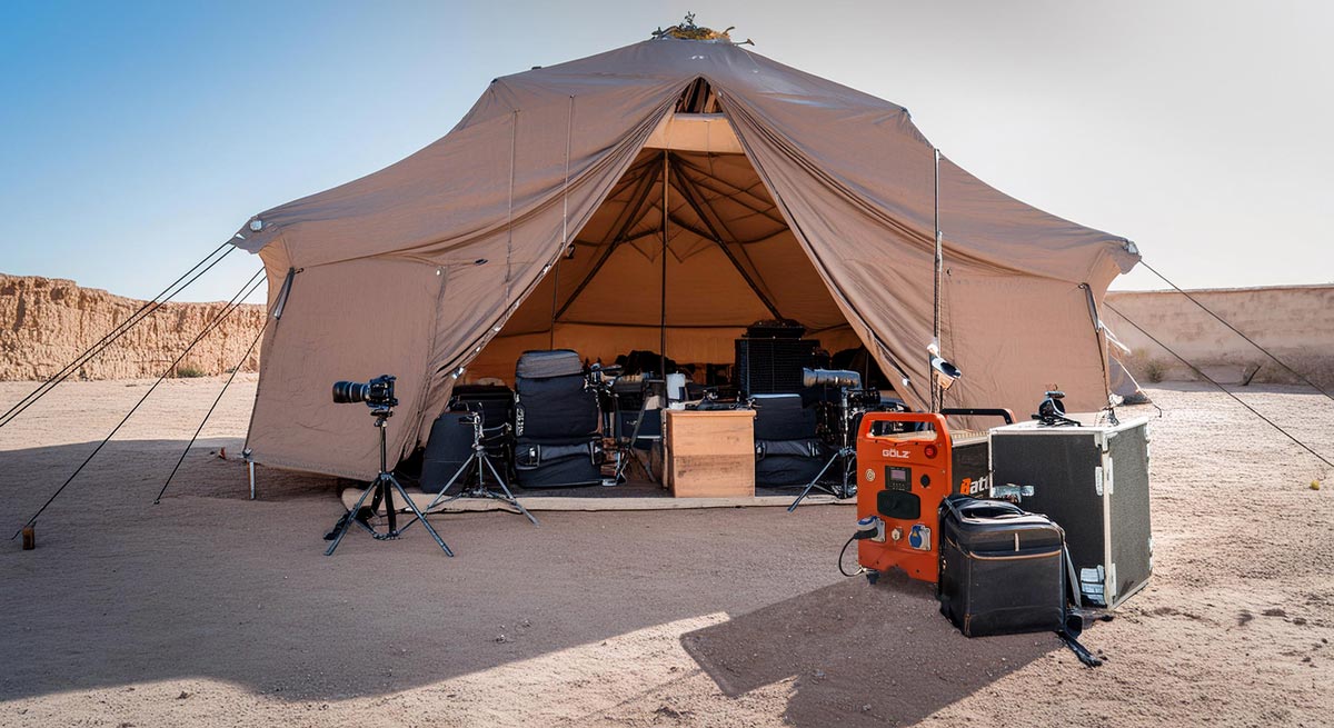 Stromversorgung für Fotoshooting in der Wüste